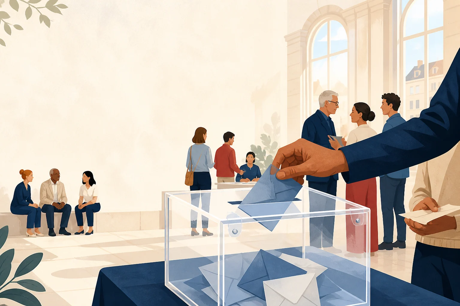 Illustration de citoyens participant à la vie démocratique